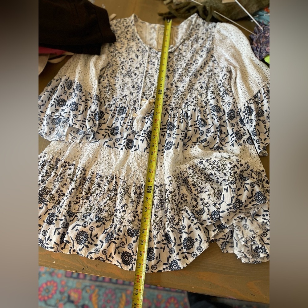 Chic Bohemian Lace Dress in Blue and White Size Small - Picture 8 of 13